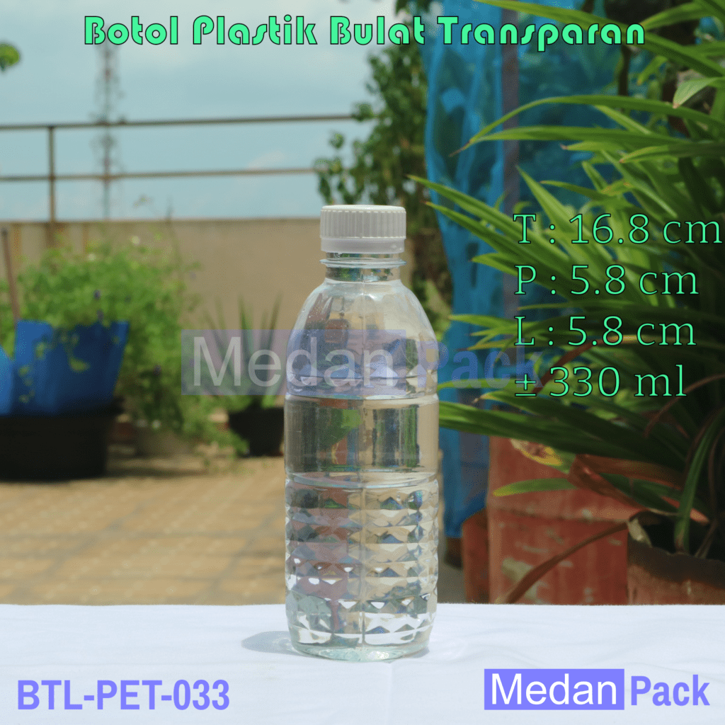 Botol Plastik Bulat  Transparan 330ml Medan Pack
